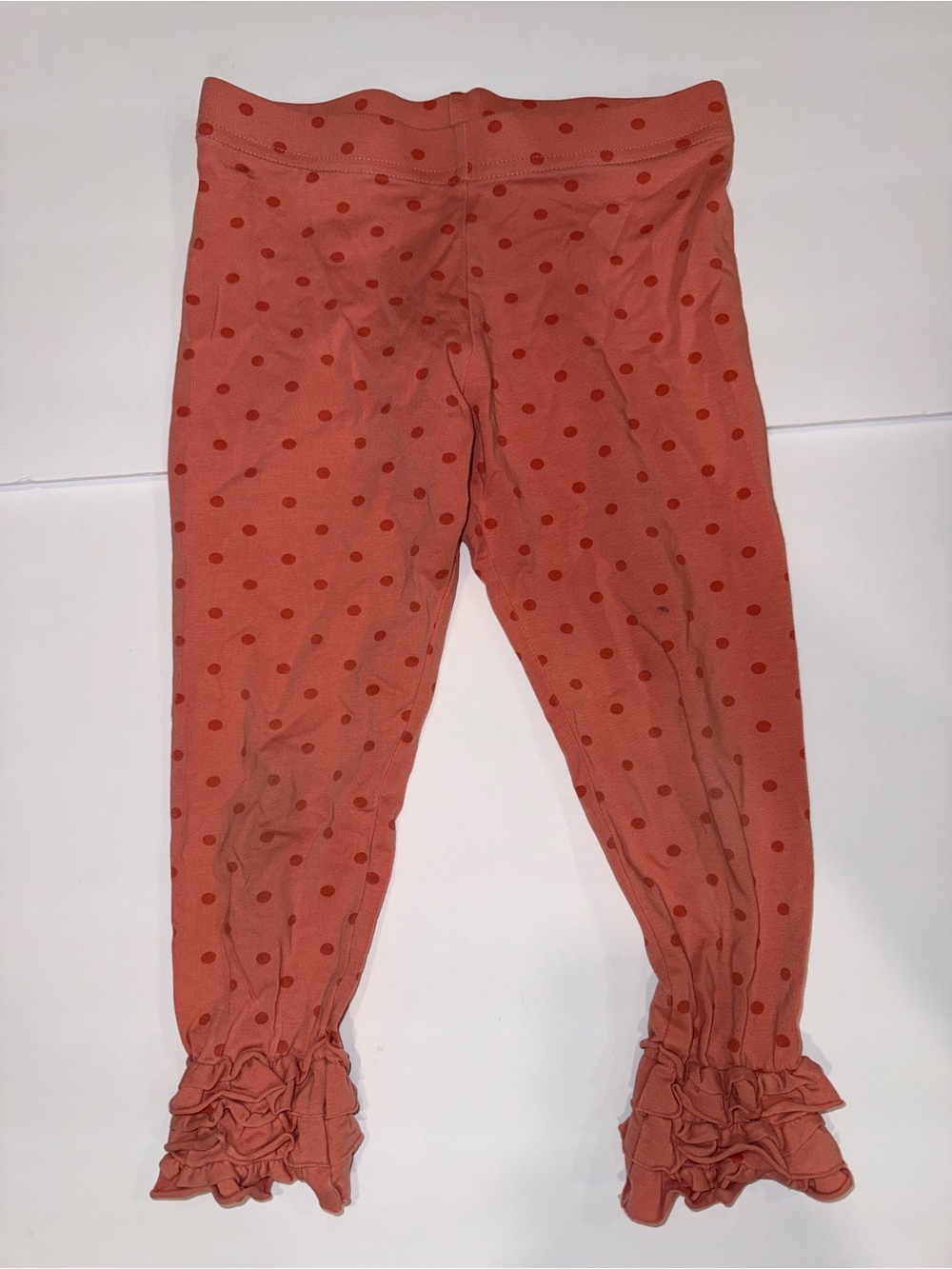 Matilda Jane Coral Polka Dot Ruffle Hem Leggings